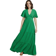 Indlæs billede til gallerivisning Florlet grøn maxi kjole drøm