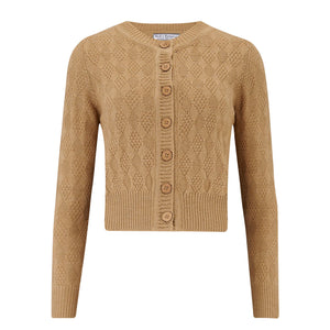 Rock n Romance
The "Sandra" Textured Diamond Knit Cardigan in Biscuit, 1940s & 50s Vintage Style