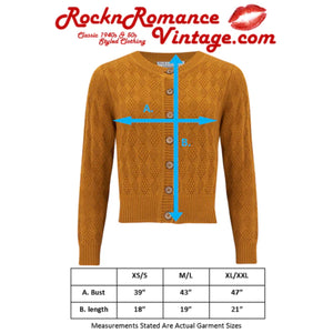 Rock n Romance
The "Sandra" Textured Diamond Knit Cardigan in Biscuit, 1940s & 50s Vintage Style