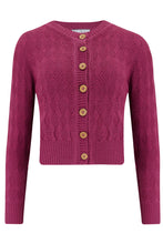 Indlæs billede til gallerivisning Rock n Romance
The &quot;Sandra&quot; Textured Diamond Knit Cardigan in Fuchsia Pink, 1940s &amp; 50s Vintage Style
