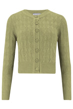 Indlæs billede til gallerivisning Rock n Romance
The &quot;Sandra&quot; Textured Diamond Knit Cardigan in Sage Green, 1940s &amp; 50s Vintage Style