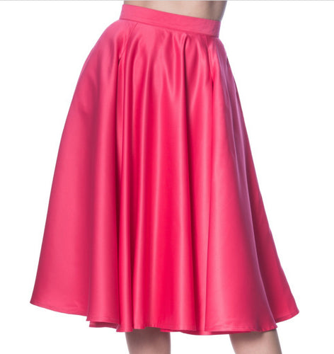 Pink silk look nederdel