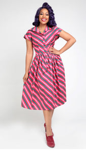 Berry stripe swing dress